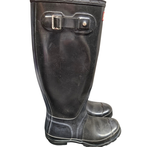 Hunter Original Tall Glossy Waterproof Rain Boots Unisex Size 5F 4M - Picture 2 of 7